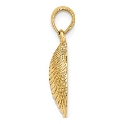 14K Yellow Gold Textured Clam Shell Charm – view 3
