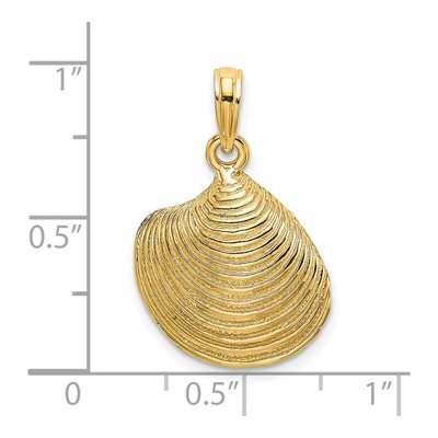 14K Yellow Gold Textured Clam Shell Charm – view 4