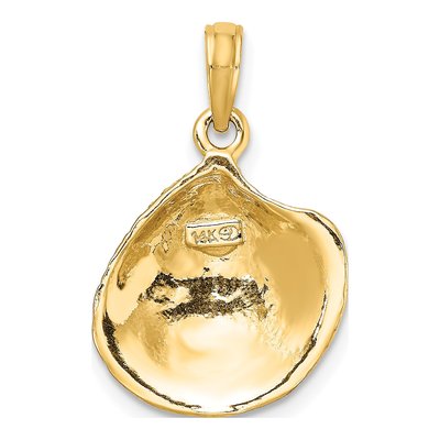14K Yellow Gold Textured Clam Shell Charm – view 5