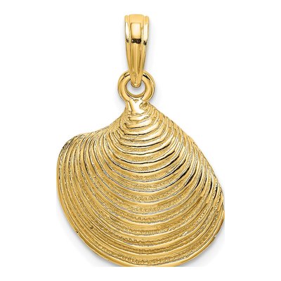14K Yellow Gold Textured Clam Shell Charm