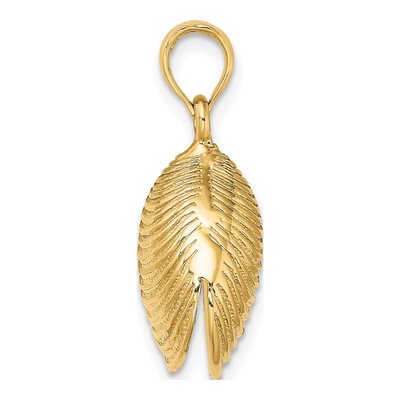 14K Yellow Gold 3-D Textured Clam Shell Pendant – view 3
