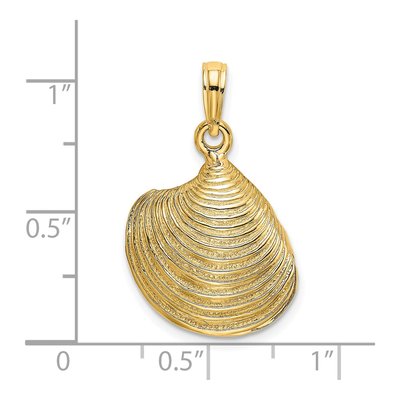 14K Yellow Gold 3-D Textured Clam Shell Pendant – view 4