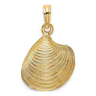 14K Yellow Gold 3-D Textured Clam Shell Pendant – view 5