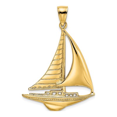 14K Yellow Gold Sailboat Charm