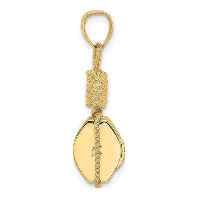 14K Yellow Gold 3-D Block Mariners Pulley Charm – view 3