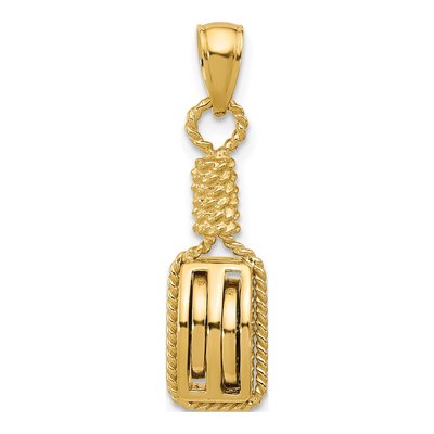 14K Yellow Gold 3-D Block Mariners Pulley Charm – view 4