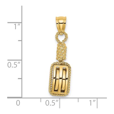 14K Yellow Gold 3-D Block Mariners Pulley Charm – view 5