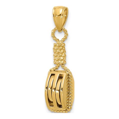 14K Yellow Gold 3-D Block Mariners Pulley Charm – view 6