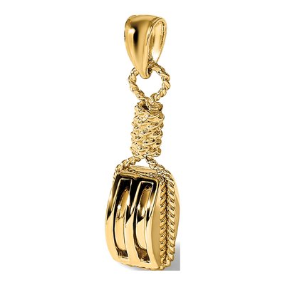 14K Yellow Gold 3-D Block Mariners Pulley Charm – view 7