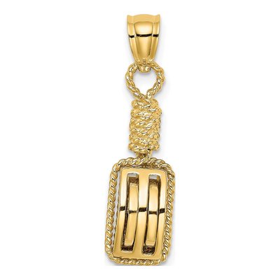 14K Yellow Gold 3-D Block Mariners Pulley Charm