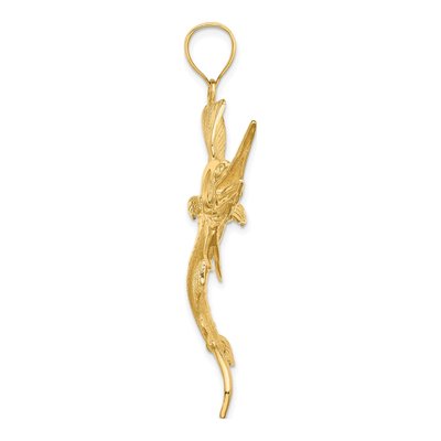 14K Yellow Gold Large 3-D Jumping Sailfish Charm – view 3