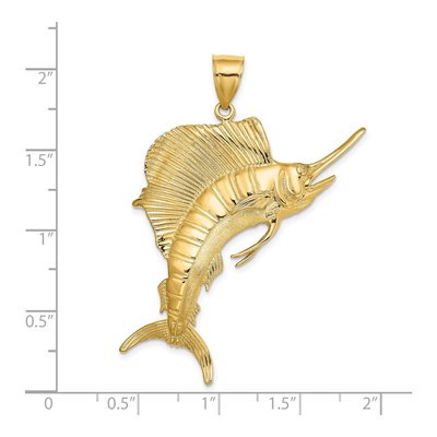14K Yellow Gold Large 3-D Jumping Sailfish Charm – view 4