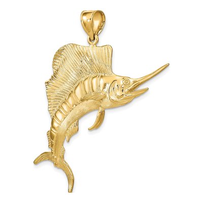 14K Yellow Gold Large 3-D Jumping Sailfish Charm – view 6