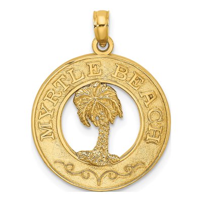 14K Yellow Gold Myrtle Beach Palm Tree Charm