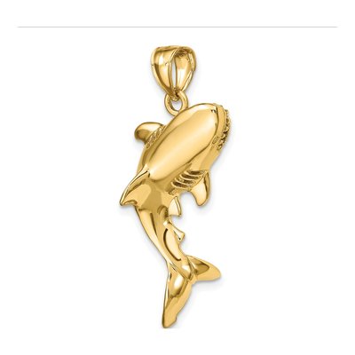 14K Yellow Gold 3-D Shark Pendant – view 4