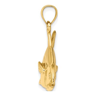 14K Yellow Gold 3-D Pompano Fish Pendant – view 3