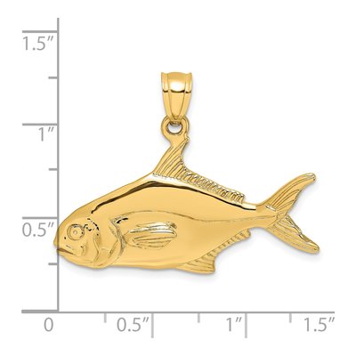 14K Yellow Gold 3-D Pompano Fish Pendant – view 4