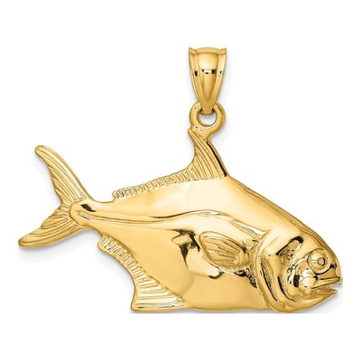 14K Yellow Gold 3-D Pompano Fish Pendant – view 5