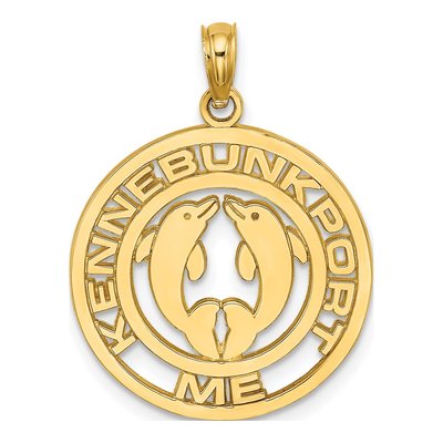 14K Yellow Gold Kennebunkport Dolphins Charm