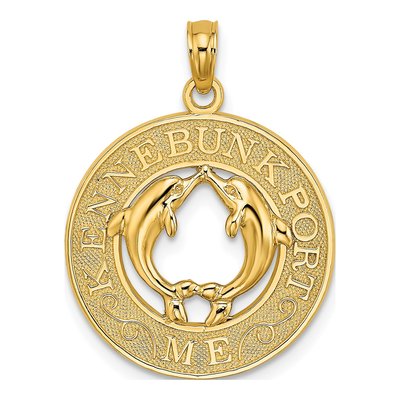 14K Yellow Gold Kennebunkport Dolphins Charm
