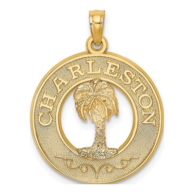 14K Yellow Gold Palm Tree Pendant