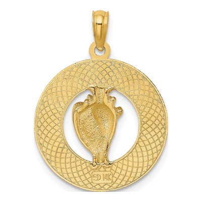 14K Yellow Gold Jamaica Circle Conch Shell Charm – view 5