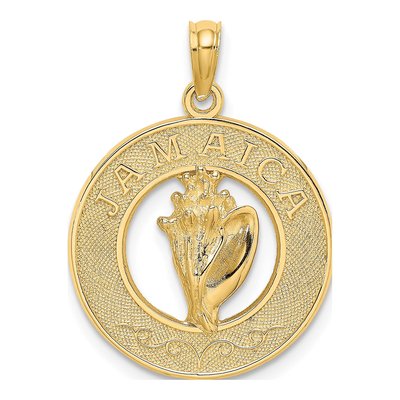 14K Yellow Gold Jamaica Circle Conch Shell Charm