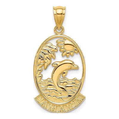 14K Yellow Gold Jamaica Dolphin Sunset Charm