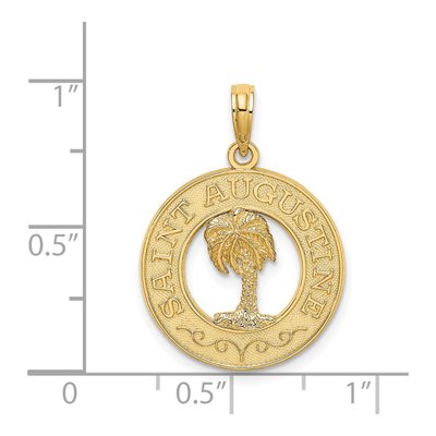 14K Yellow Gold Saint Augustine Palm Tree Circle Charm – view 4
