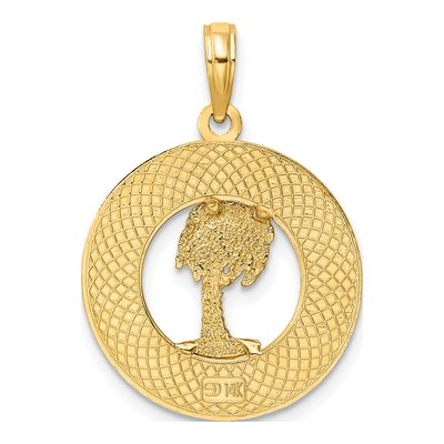14K Yellow Gold Saint Augustine Palm Tree Circle Charm – view 5