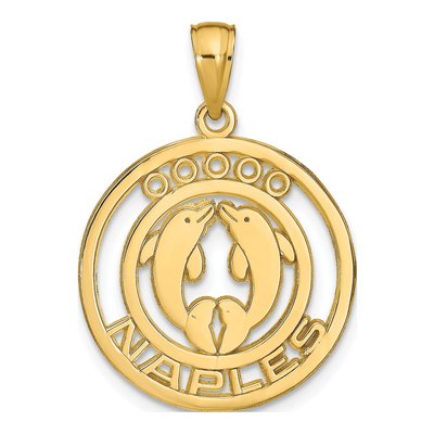 14K Yellow Gold Dolphins Pendant