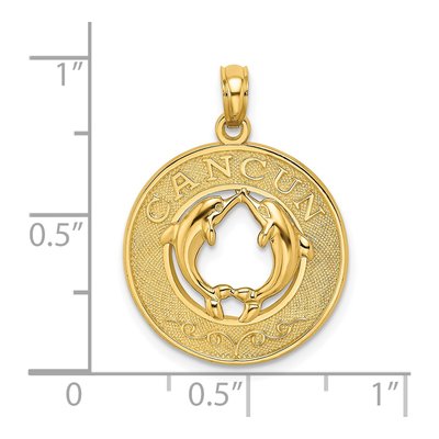 14K Yellow Gold Cancun Dolphins Circle Charm – view 4