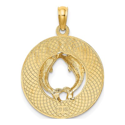 14K Yellow Gold Cancun Dolphins Circle Charm – view 5