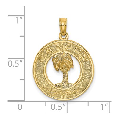 14K Yellow Gold Cancun Palm Tree Circle Charm – view 3