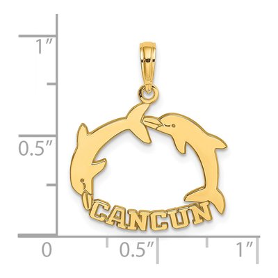 14K Yellow Gold Double Dolphin Pendant – view 3