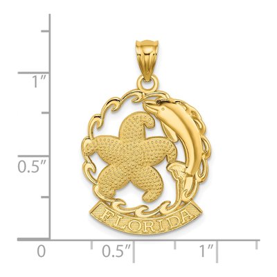 14K Yellow Gold Florida Starfish Dolphin Charm – view 4