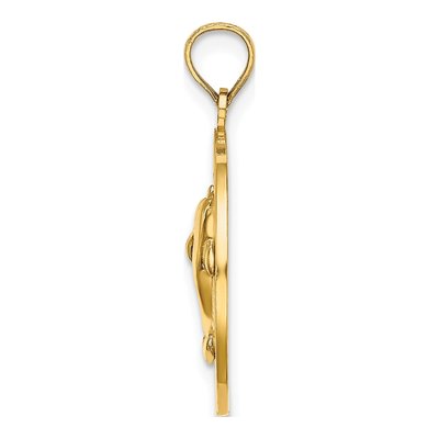 14K Yellow Gold Dolphin Circle Pendant – view 3