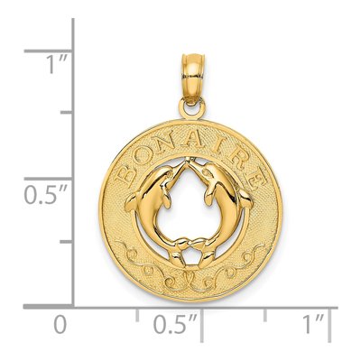 14K Yellow Gold Dolphin Circle Pendant – view 4