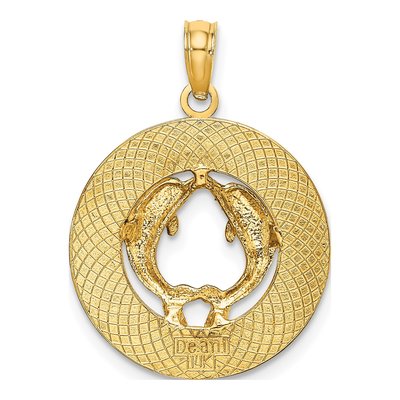 14K Yellow Gold Dolphin Circle Pendant – view 5