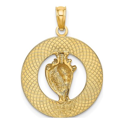 14K Yellow Gold Conch Shell Circle Pendant – view 5