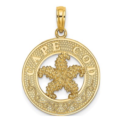 14K Yellow Gold Cape Cod Starfish Charm