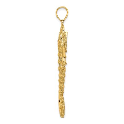 14K Yellow Gold 3-D Seahorse Pendant – view 3