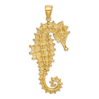 14K Yellow Gold 3-D Seahorse Pendant – view 5