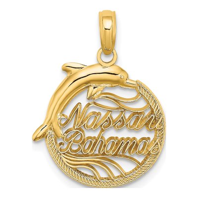 14K Yellow Gold Nassau Bahamas Dolphin Charm