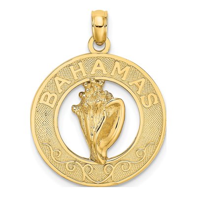 14K Yellow Gold Bahamas Conch Shell Circle Charm