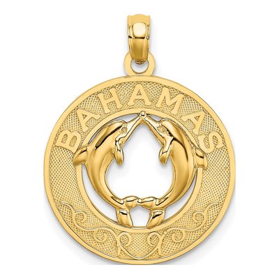 14K Yellow Gold Bahamas Dolphin Pendant