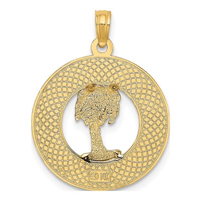 14K Yellow Gold Key West Palm Tree Circle Charm – view 4