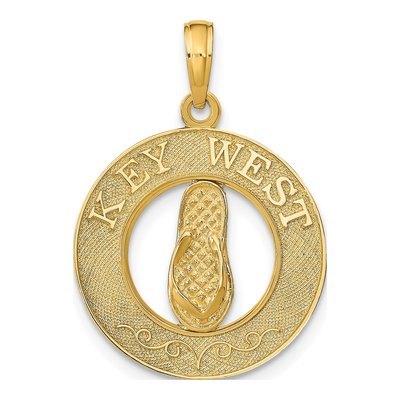 14K Yellow Gold Flip Flop Pendant