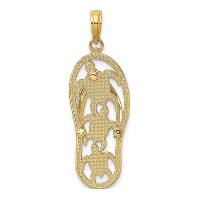 14K Yellow Gold Flip-Flop Turtle Pendant – view 5