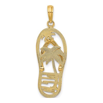 14K Yellow Gold Palm Tree Flip Flop Charm – view 5